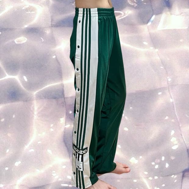 아디다스 아디브레이크 그린 초록 와이드 스냅 버튼 트랙 팬츠 S
