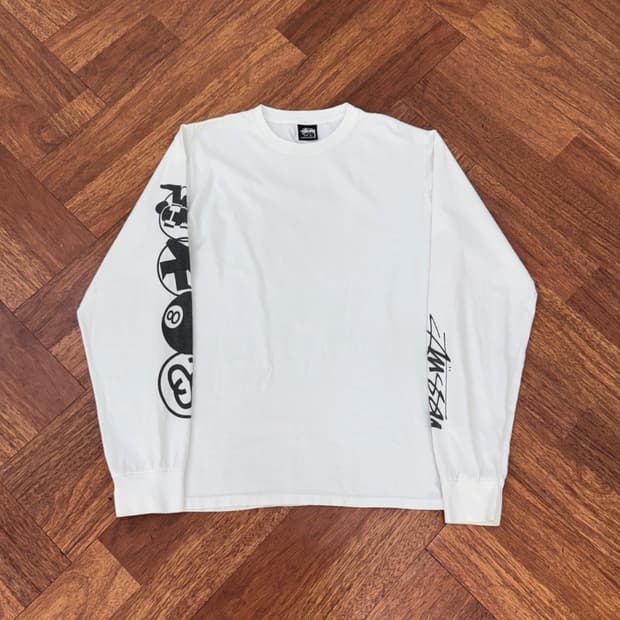 L Stussy 스투시 스택드 다이드 슬리브 라운드 티셔츠