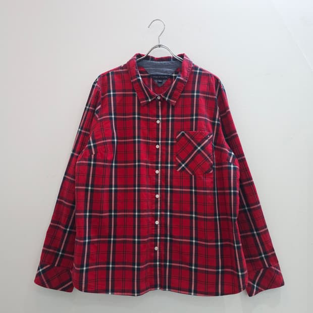 타미힐피커 레드 체크 셔츠