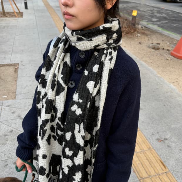 Vintage 울 캐시미어 혼방 점박이 머플러