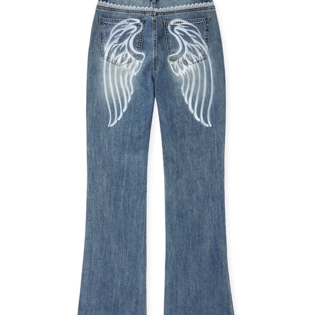 미드나잇무브 lace bt pants blue 레이스 데님 팬츠 청바지