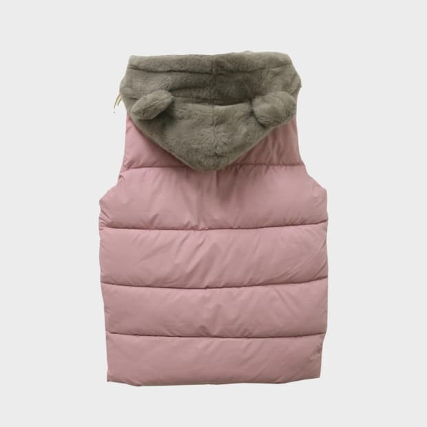 딸기우유 퍼 후드 포인트 패딩 베스트 62232