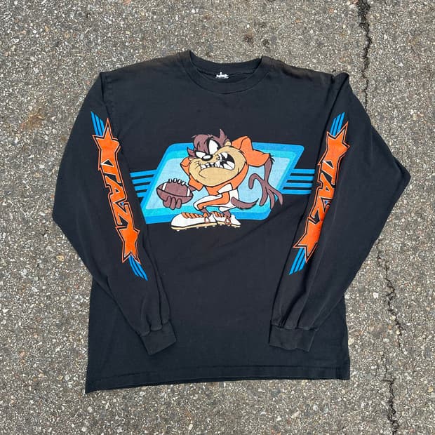 빈티지 90s 루니툰즈 테즈 롱 슬리브 티셔츠