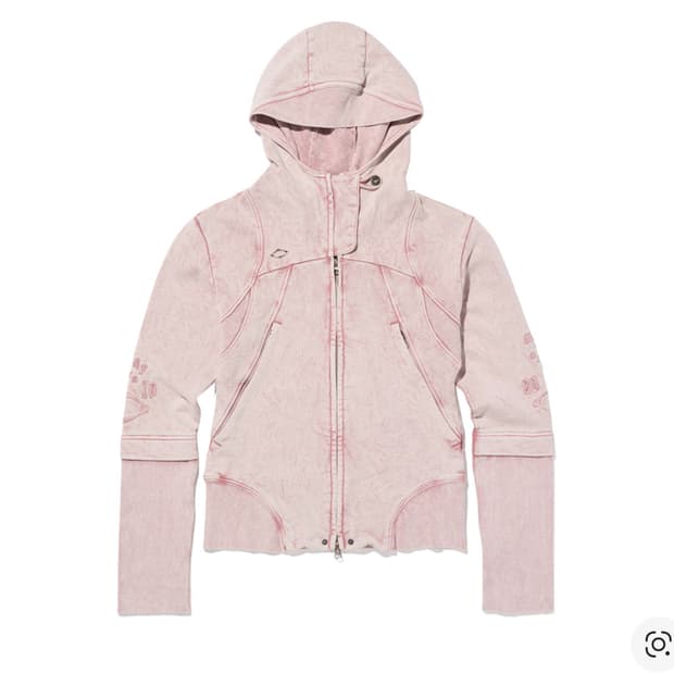 mischief 미스치프 컷 오프 후드 워시드 핑크 브라운