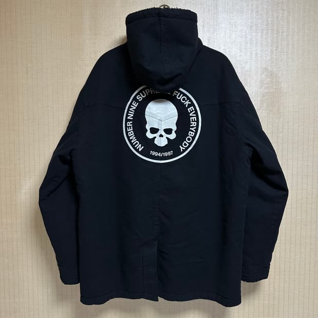 슈프림 넘버나인 포우 셔링 후드 코트 블랙 XL사이즈