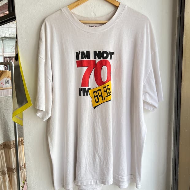 [XXL] 90s 델타 빈티지 아임낫70 화이트 그래픽 티셔츠