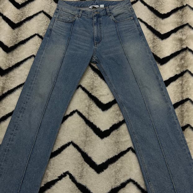 [M]유니폼브릿지 핀턱 와이드 데님팬츠