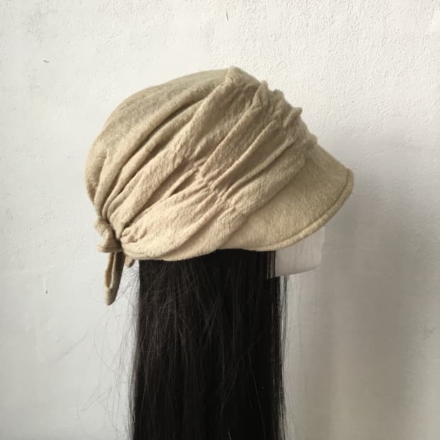 back ribbon point shirring hat