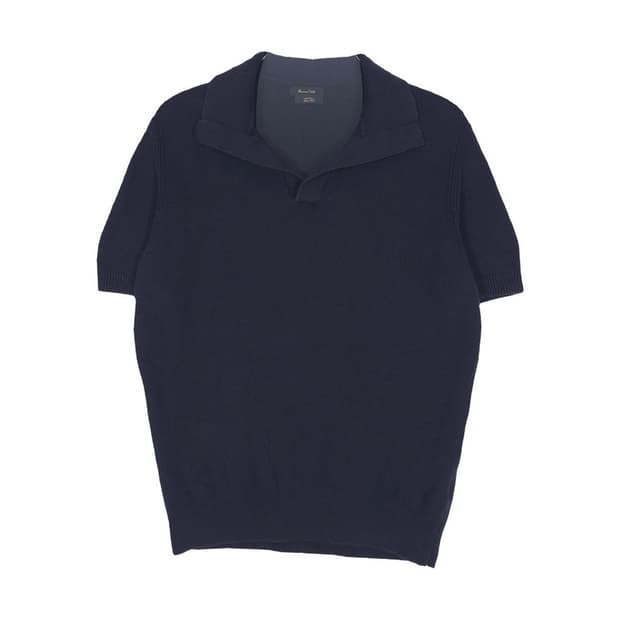 MassimoDutti 오픈카라 코튼 반팔 니트