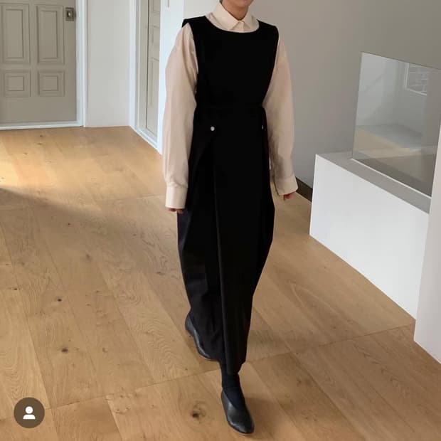 파치먼트프롬 롱슬리브 원피스 (허리끈 X)