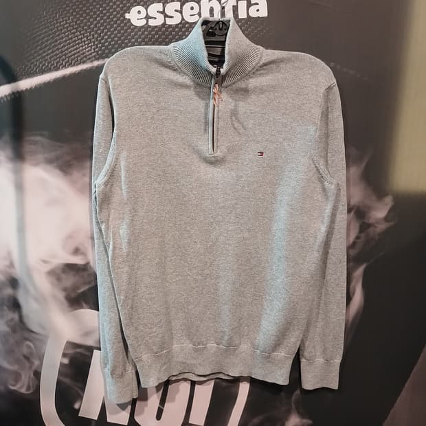 타미힐피거 하프넥 니트 그레이