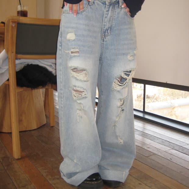 ourcabinet 아워캐비넷 fight damage pants 찢청