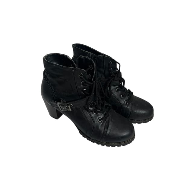 Ssamzie 블랙 레이스업 힐 워커 235