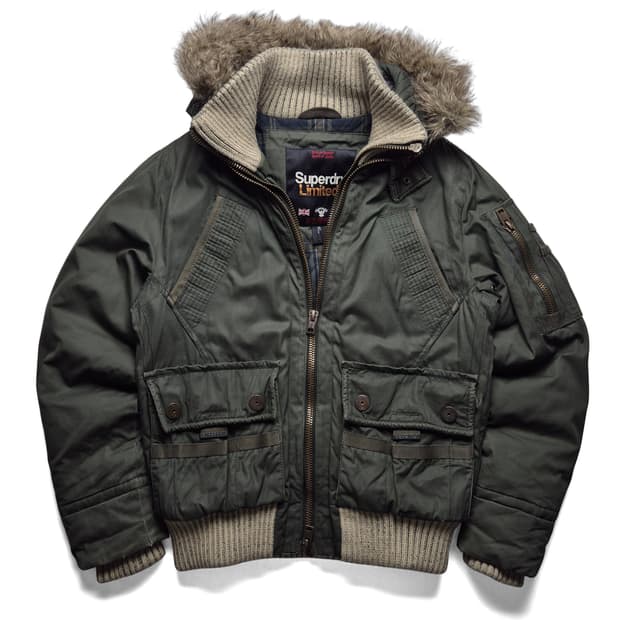 [M] 슈퍼드라이 리미티드 후드 봄버 패딩자켓