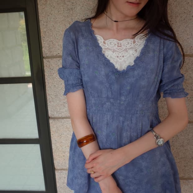 Levi’s Blue Puff Blouse 리바이스 블루 퍼프 블라우스