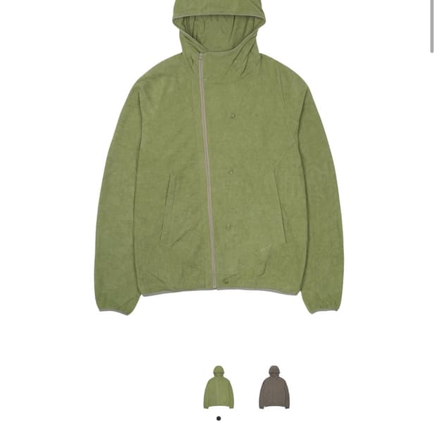 [2] 산산기어 버튼 플리스 후드 재킷 그린