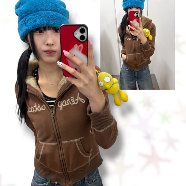 Y2K 퍼 후드집업