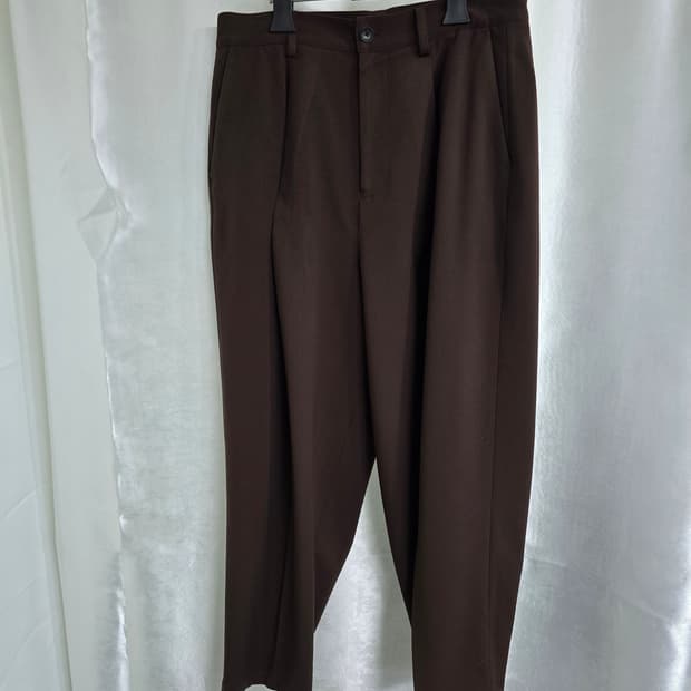 HARE 브라운 핀턱 와이드 팬츠 (1836)