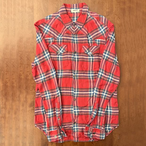 언더커버 11AW 레이온 체크 셔츠