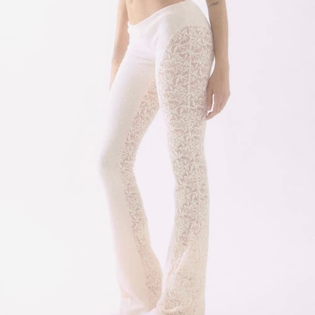 배디 badee Lace Flared Pants Pale Pink