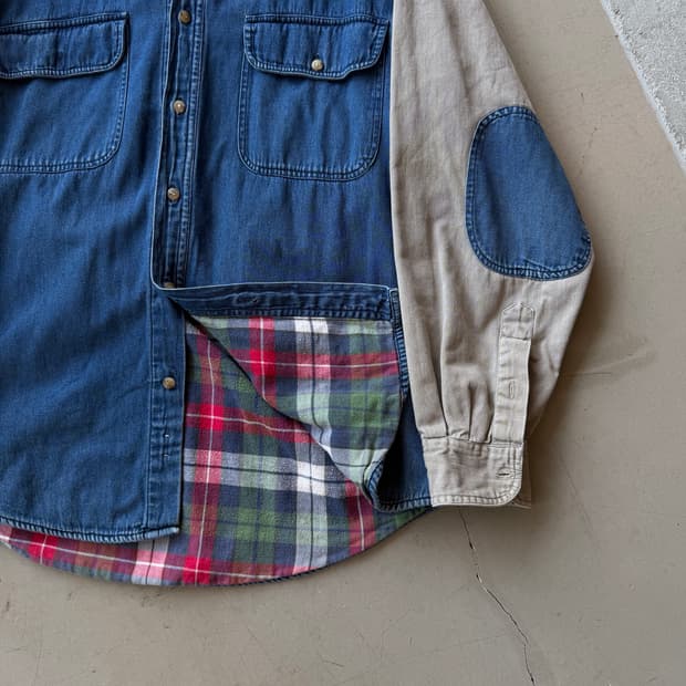 레드헤드 엘보우 패치 워크 셔츠