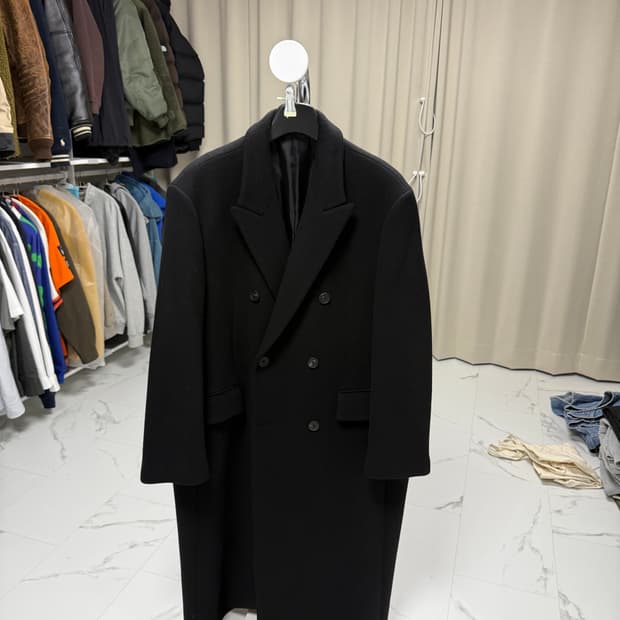 무탠다드 대디 숄더 더블 롱코트