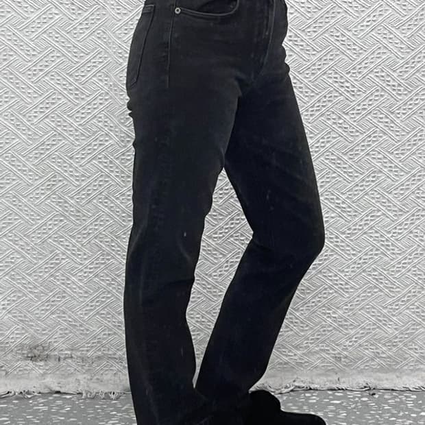 에이골디 모던시크 캐주얼 하이웨스트 흑청 데님팬츠 26인치 C09723