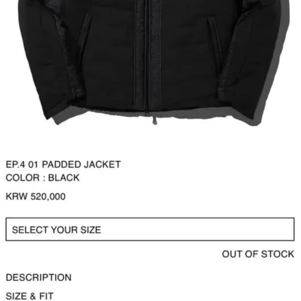 엑슬림 ep4 01 padded jacket 