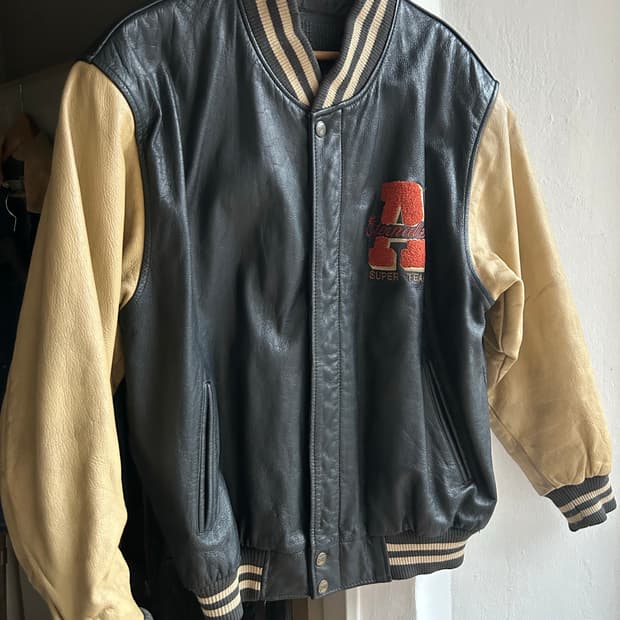 90‘s Shane 소가죽 바시티자켓