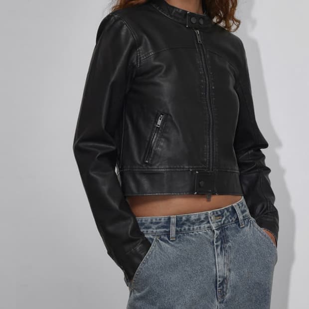 블랙업 faux 레더 자켓 M 새상품