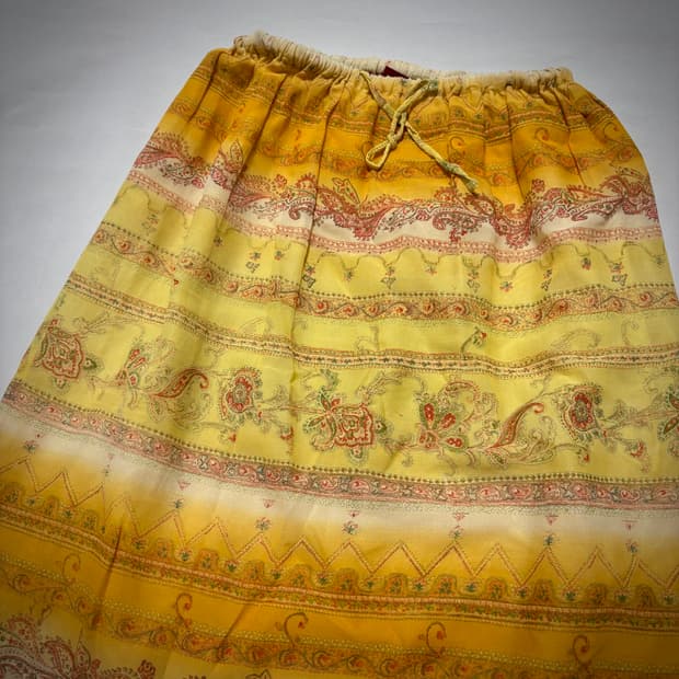 90s Any Question Yellow Paisley Skirt