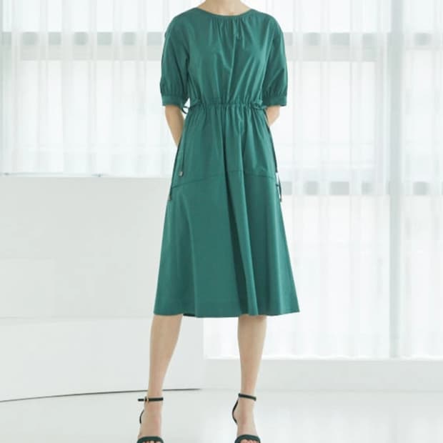 [95]헤지스 레이디스 면혼방 5부소매 원피스