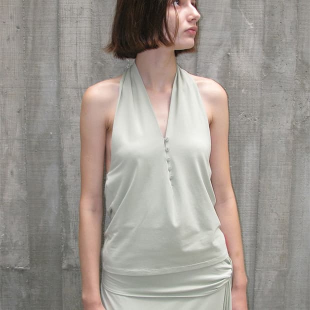 파르티멘토 PWC 버튼업 저지 홀터넥 탑