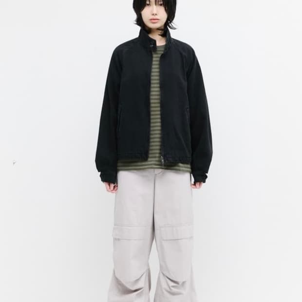 [4] 해칭룸 데님 해링턴 자켓 블랙