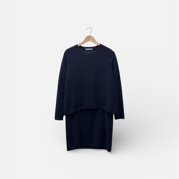 BCBG 울100 니트 원피스 네이비 85사이즈 하객룩