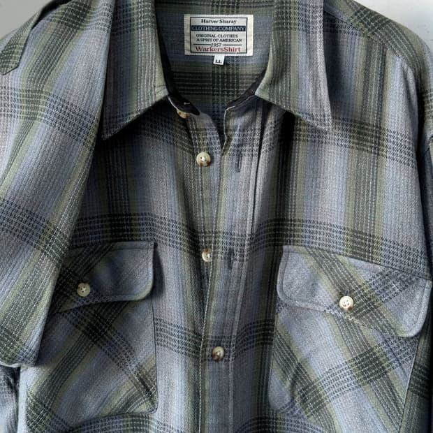 Acrylic woven check work shirt