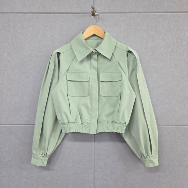 JS NEW.YORK 파스텔 민트 크롭 블루종 자켓