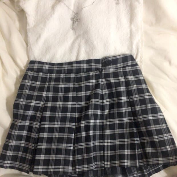 갸루걸 긱시크 체크 스커트