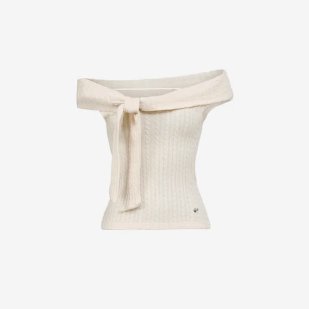 포어링 차나 오프숄더 니트 아이보리