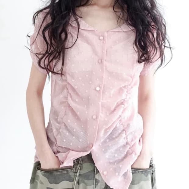 샵페어리 도트 핑크 블라우스