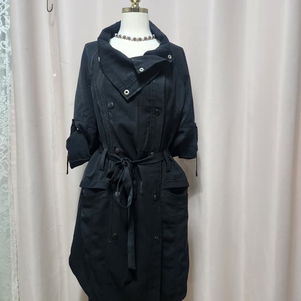 톰보이 벨트 블랙 트렌치 코트