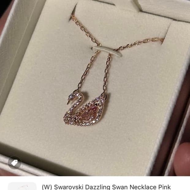 스와로브스키 다즐링 스완 네클리스 핑크 로즈 골드 플래팅