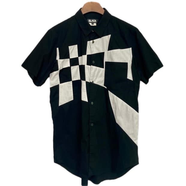 꼼데가르송 블랙 체커보드 반팔 셔츠 