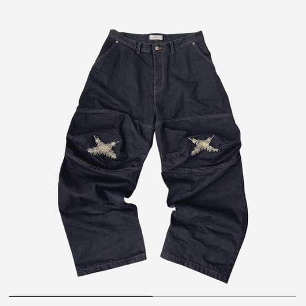 아오이로 Aoiro Ooki Feather Denim Pants
