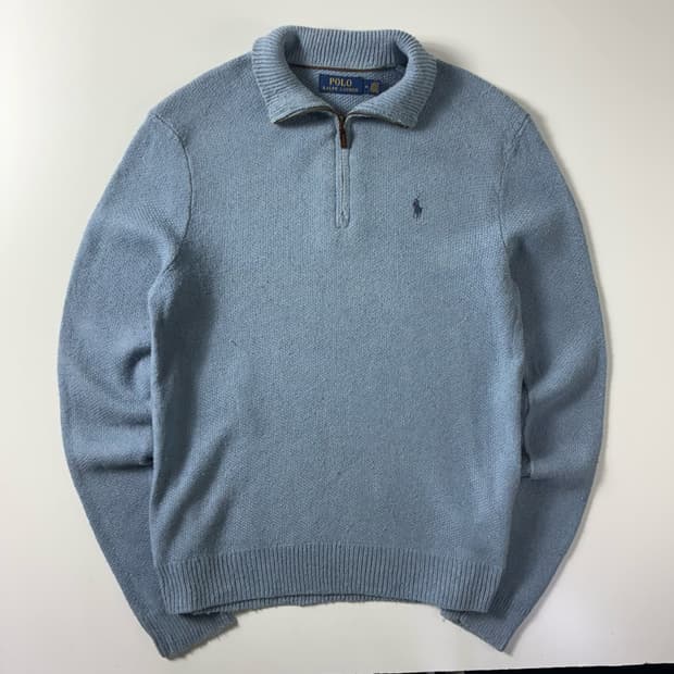 Polo  폴로 랄프로렌 자수 실크 소라 반집업 니트 