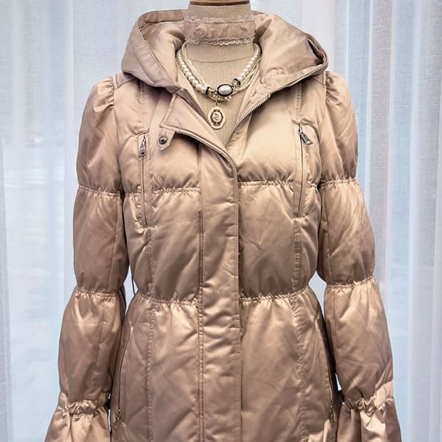 로즈핑크 셔링 누빔 패딩