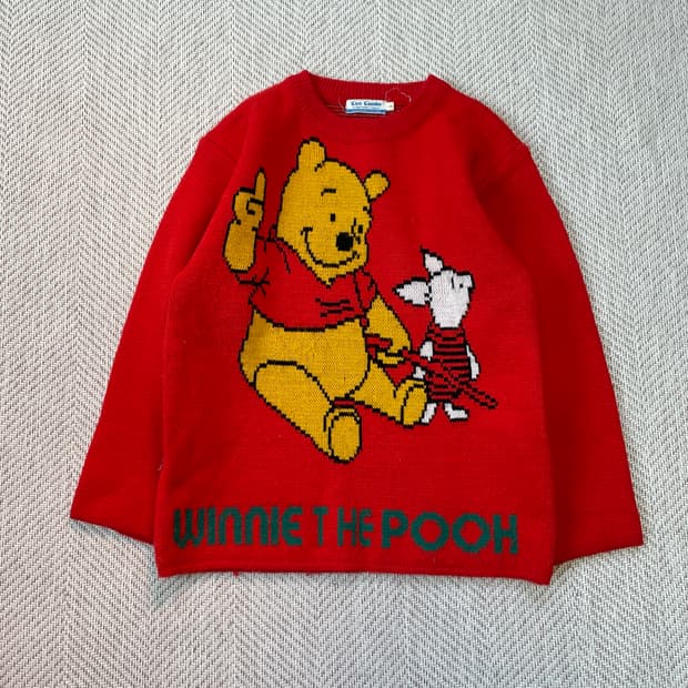 8~90s 빈티지 피글렛 x 곰돌이 푸 니트 