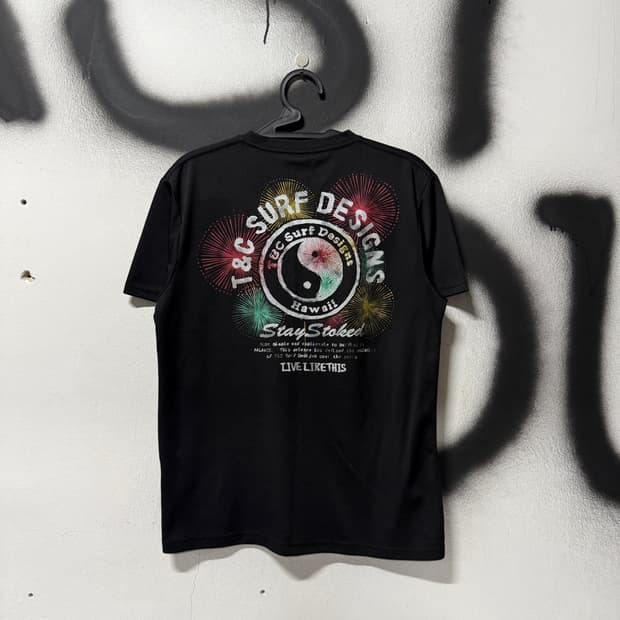 T&C Surf 음양 빅 프린팅 폴리 기능성 반팔 티셔츠