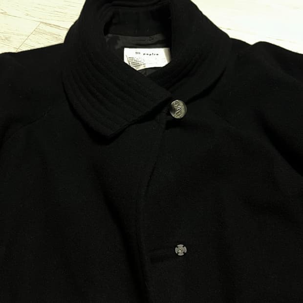 빈티지 카라 블랙 울 코트