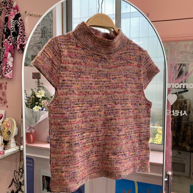 컬러 믹스 반팔 니트